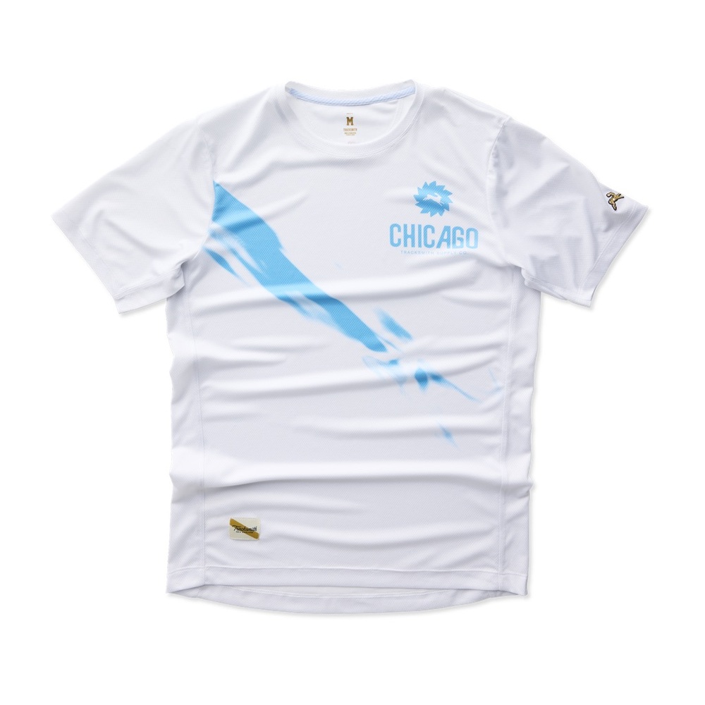 Tracksmith Chicago Marathon Limited Edition Performance Run Train Graphic TShirt